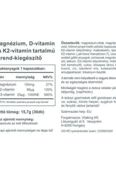 Vitaking Magne Trio supplement information label, highlighting magnesium, D-vitamin, and K2-vitamin content.
